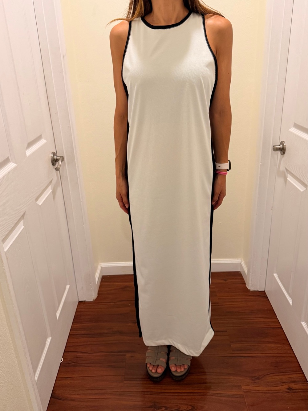 Zara White Maxi Dress with Black Trim